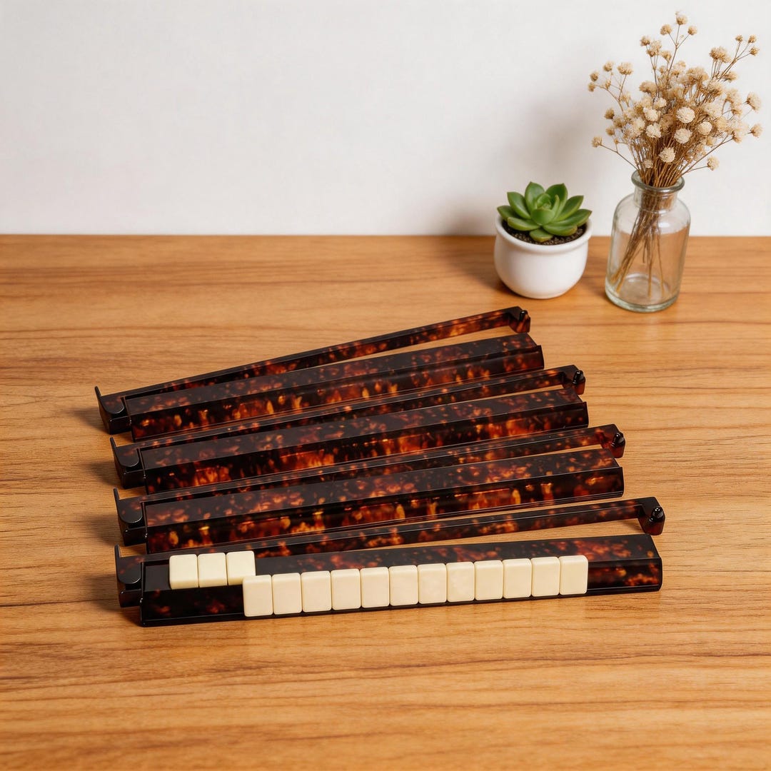 American Mah Jongg Racks With Pushers, Tortoise Shell Mahjong Racks and ...