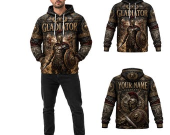 Custom Gladiator Hoodie, Roman Warrior Midweight Hoodie, Unisex Ancient Rome Gift