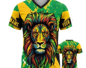 Jamaica Hybrid Mesh Football Jersey, Jamaican Lion Country Pride Shirt, Unisex