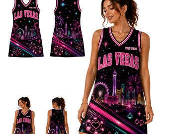 Las Vegas Basketball Jersey Dress, Neon Casino Sports Dress, Personalized Name