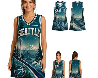 Seattle Basketball Jersey Dress, Washington Sports Dress, Personalized Name