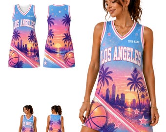 Los Angeles Basketball Jersey Dress, California Sports Dress, Personalized Name