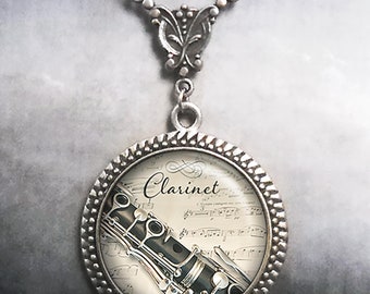 Art Nouveau Clarinet necklace, musical instrument music jewelry clarinet player gift music teacher gift music student gift G249