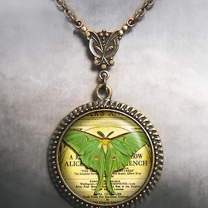Luna Moth Art Nouveau necklace, night butterfly necklace Luna moth art jewelry symbolic jewelry nature gift nature jewelry