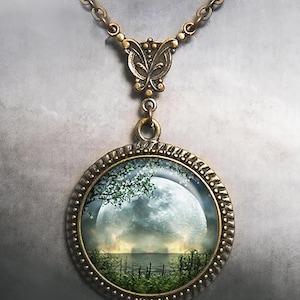 Summer Solstice necklace, Summer jewelry, full moon pendant, Solstice jewelry, Wiccan jewelry, Beltane necklace Wiccan gift