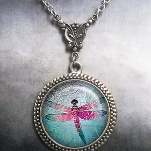 Lace & Dragonfly necklace, dragonfly art pendant, dragonfly jewelry dragonfly gift nature jewelry nature gift winged insect garden insect