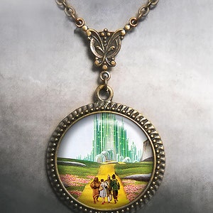 Yellow Brick Road Art Nouveau necklace, Yellow Brick Road pendant, Wizard of Oz pendant, Wizard of Oz necklace, Oz jewelry travel gift G59