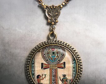 Egyptian Ankh necklace, Art Nouveau Ankh necklace Ankh jewelry Egyptian Key of Life symbolic spiritual jewelry Dark Academia jewelry