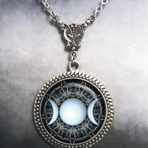 Triple Moon Goddess necklace, goddess jewelry Valentine gift for her symbolic jewelry Goddess gift Wiccan gift Moon Goddess jewelry