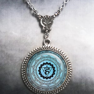 Vishuddha Chakra necklace, Fifth, throat chakra jewelry, 5th Chakra spiritual healing symbolic jewelry blue throat chakra