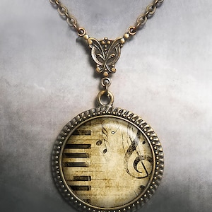 Keyboard and Treble Clef necklace, music jewelry piano teacher gift music teacher gift keyboardist or music student gift music art jewelry