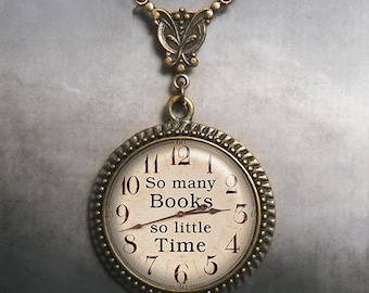 So Many Books So Little Time necklace, book gift book jewelry book jewellery librarian teacher gift book club gift for reader G11