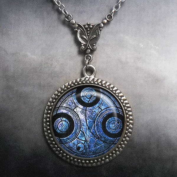 Time Lord Blue Seal necklace, Time Lord pendant Dr Who wedding gift Dr Who fan gift Dr Who jewelry Time Lord Seal jewelry Gallifreyan G15