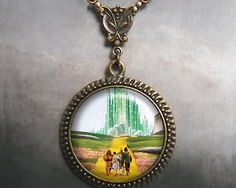 Yellow Brick Road Art Nouveau necklace, Yellow Brick Road pendant, Wizard of Oz pendant, Wizard of Oz necklace, Oz jewelry travel gift G59