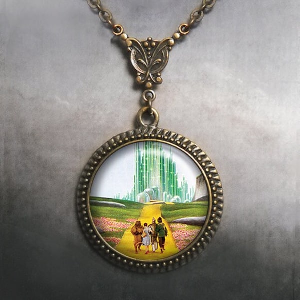 Yellow Brick Road Art Nouveau necklace, Yellow Brick Road pendant, Wizard of Oz pendant, Wizard of Oz necklace, Oz jewelry travel gift G59