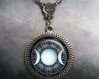 Triple Moon Goddess necklace, goddess jewelry gift for her symbolic jewelry Goddess gift Wiccan Moon Goddess jewelry G4