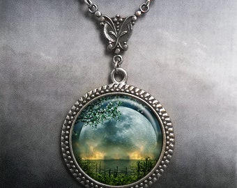 Summer Solstice necklace, Summer Solstice pendant, full moon pendant, Solstice jewelry, Wiccan jewelry, Beltane necklace G105