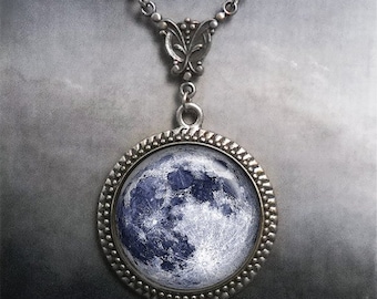 Full Moon Art Nouveau necklace, full moon jewelry Celestial and planetary jewelry NASA photo jewelry moon gazer gift G131