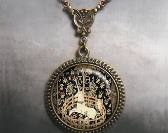 Unicorn in Captivity Art Nouveau necklace, unicorn necklace unicorn jewelry wedding bridal necklace bridal jewelry unicorn pendant G84
