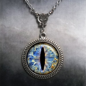 Frost Dragon Eye Steampunk necklace, Dragon Eye necklace dragon jewelry dragon eye jewelry gift for gamer G78