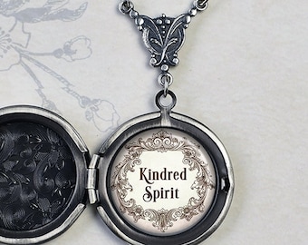 Kindred Spirit locket, best friend gift bridesmaid gift for best friend Anne of Green Gables quote locket literary locket Q106