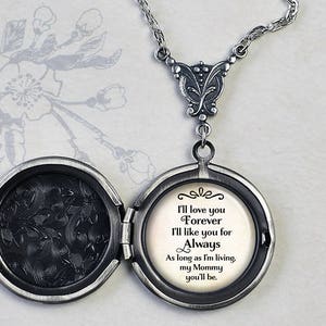 I'll love you Forever I'll like you for Always, my Mommy you'll be quote locket, Mother's Day gift, Mother's Day jewelry wedding jewelry Q20