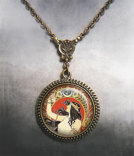 Gypsy Fortune Teller necklace, Art Nouveau Gypsy necklace Boho Gypsy jewelry Bohemian Gypsy gift Steampunk jewelry G24