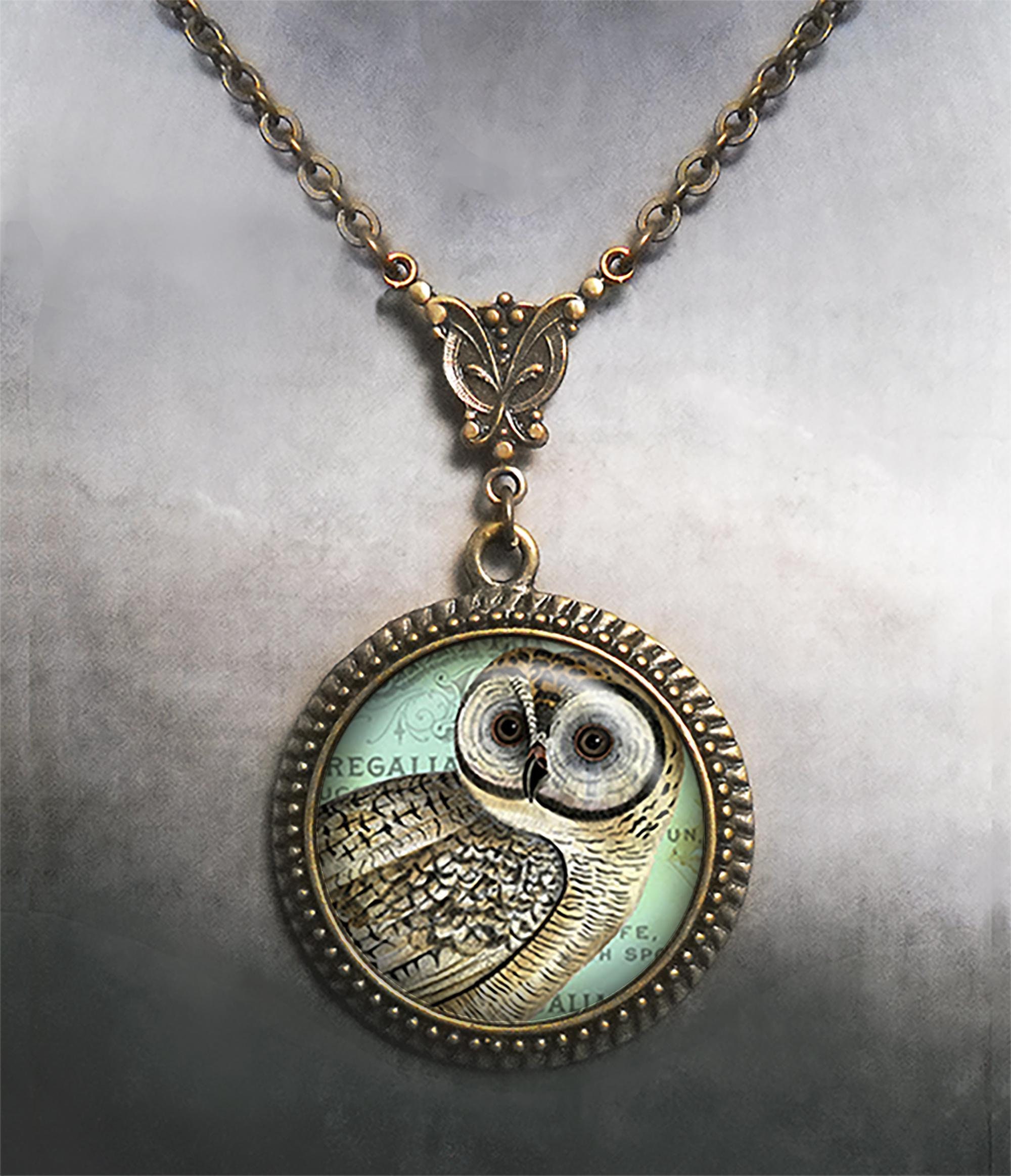 Vintage Owl Art Nouveau necklace, owl lover owl collector gift antique barred owl gift owl jewelry n