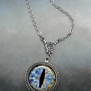 Frost Dragon Eye Steampunk necklace, Dragon Eye necklace dragon jewelry dragon eye jewelry gift for gamer G78 image 2