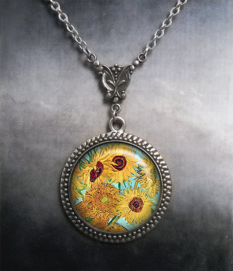 Van Gogh's Sunflower Necklace Sunflower Jewelry Van Gogh Etsy
