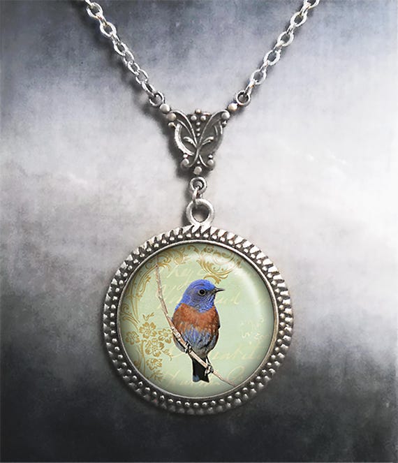Bluebird Necklace Vintage Native American Handmade White And Blue