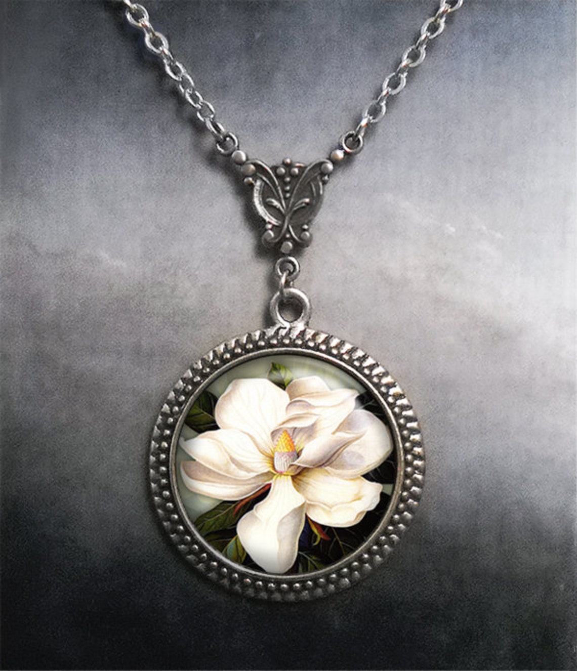 Southern Magnolia Art Nouveau Necklace Magnolia Jewelry Etsy