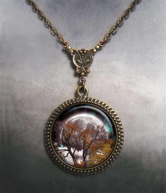 Pagan Jewelry,RN403 Full Moon Necklace Autumn Equinox Pendant Wiccan Jewelry Autumn Equinox Necklace