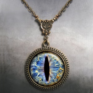 Frost Dragon Eye Steampunk necklace, Dragon Eye necklace dragon jewelry dragon eye jewelry gift for gamer G78 image 3