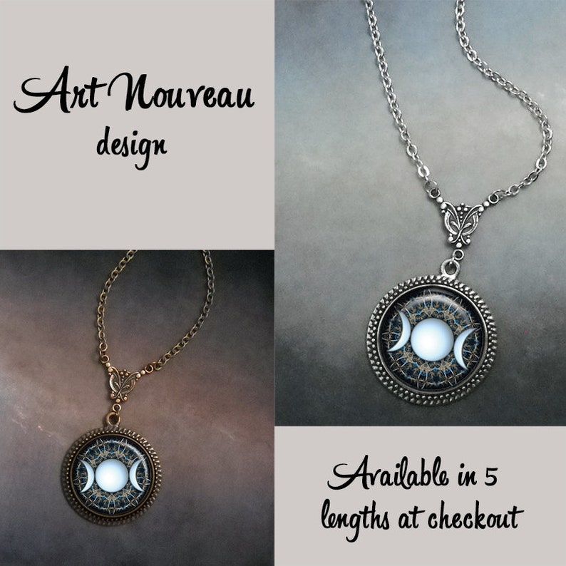 Triple Moon Goddess necklace, goddess jewelry gift for her symbolic jewelry Goddess gift Wiccan Moon Goddess jewelry G4 image 3