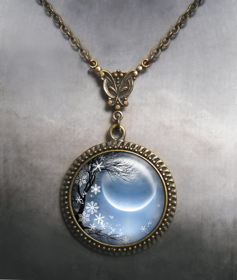 Winter Solstice necklace Christmas jewelry full moon necklace Etsy