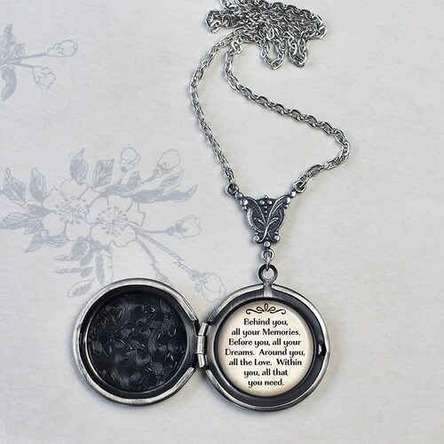 Behind you, all your Memories. Before you, all your Dreams...quote jewelry graduation gift inspirational quote photo locket Q61