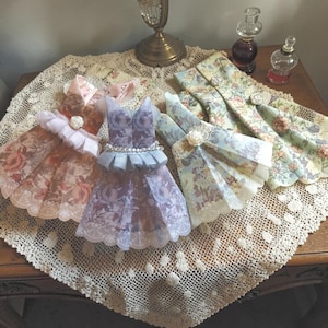 Origami Dress Set of 3 | Vintage Floral Mini Paper Dresses | Handmade Japanese Paper Art | Cute Decorative Craft Gift