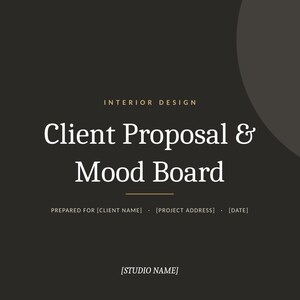 Interior Design Proposal Template, Client Presentation & Mood Board, Editable Powerpoint, Instant Download, Charcoal Gold Aesthetic