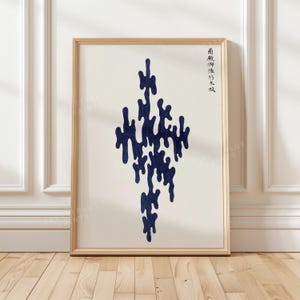 Estampe abstraite japonaise Taguchi Tomoki, affiche vintage à motif indigo, art mural minimaliste Japandi, design traditionnel japonais