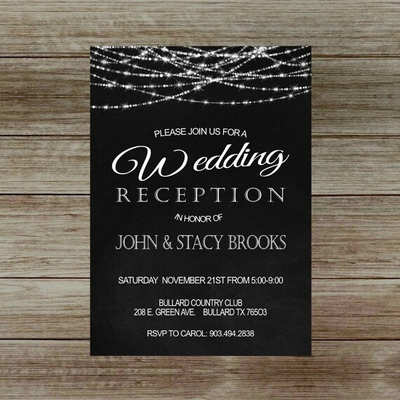 Elegant Wedding Reception Invitation On Chalkboard Reception Etsy