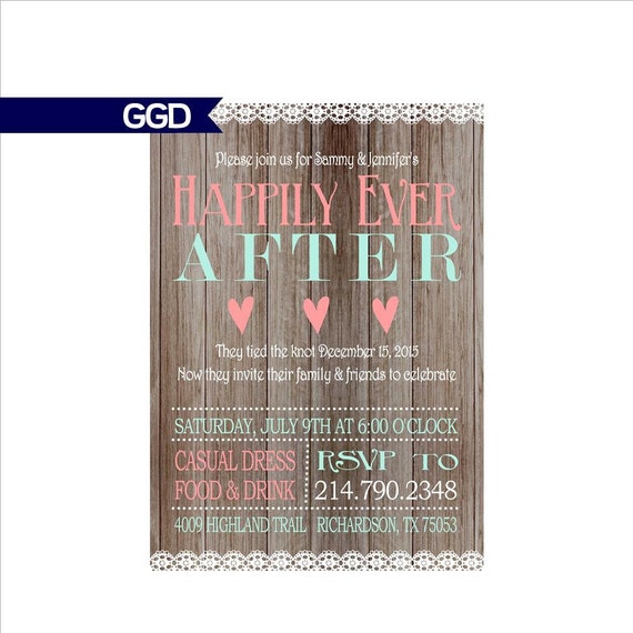 Rustic Lace Wedding Reception Invitation On Wooden Background Etsy