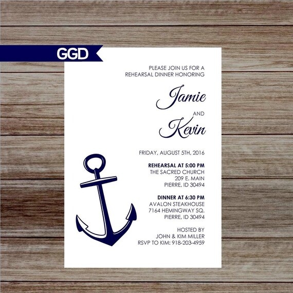 nautical rehearsal dinner invitation