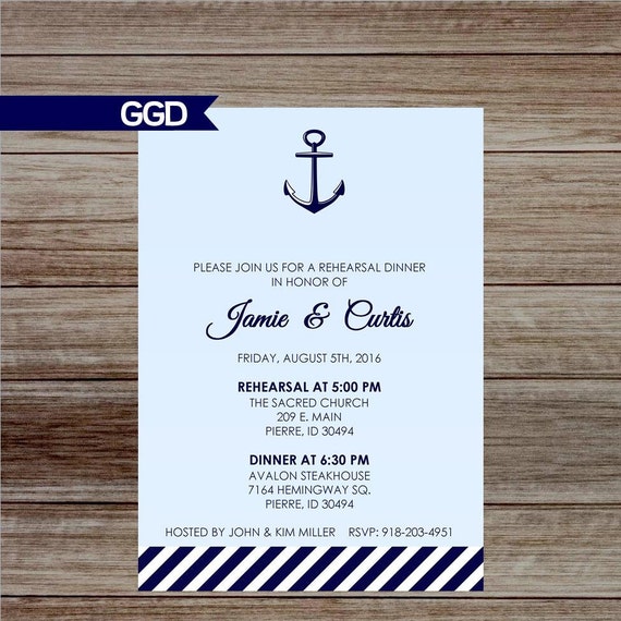 nautical rehearsal dinner invitation