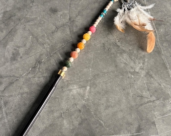 Handmade Cat Wand Toy, Interactive Kitten Teaser for Indoor Play, Gift for Cat Lovers