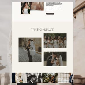 K&ouml;nnte beinhalten: Ein Website-Layout mit Hochzeitsthema. Die Seite zeigt Bilder einer Braut, eines Paares und Brautjungfern. Der Text enth&auml;lt "Hochzeiten", "Hochzeiten" und "Verlobungen".