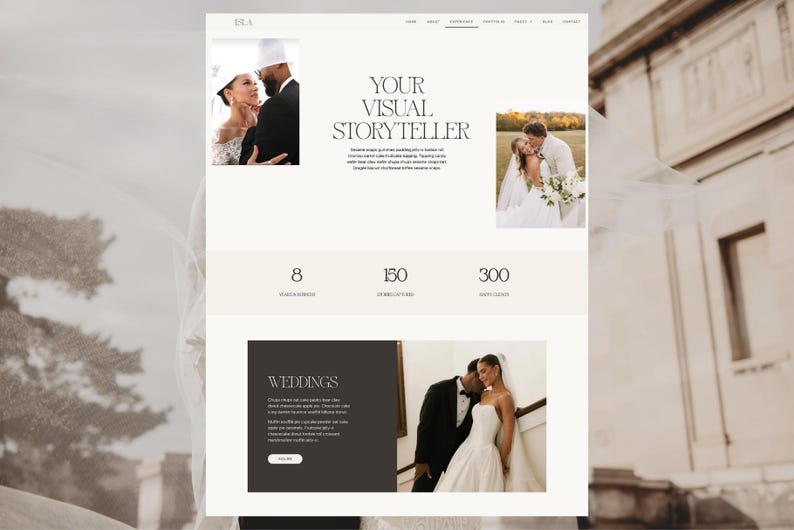 Elementor Wordpress Template für Hochzeitsfotografie-Feminines Wordpress Theme-Modern Business Website-Elementor Portfolio Website-Isla Theme Bild 5