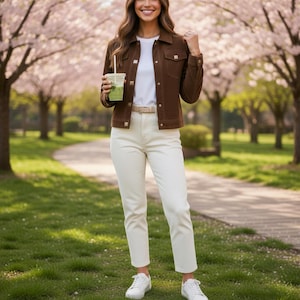 Vintage Brown Cropped Shearling Jacket – Cozy Statement Outerwear