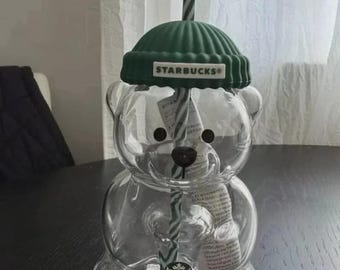 Genuine Starbucks Bearista Bear Glass Cold Cup 2026 Holiday Exclusive Tumbler