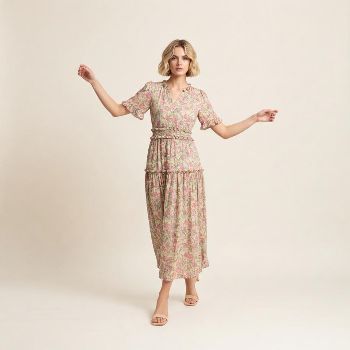 Botanical Green Maxi Dress